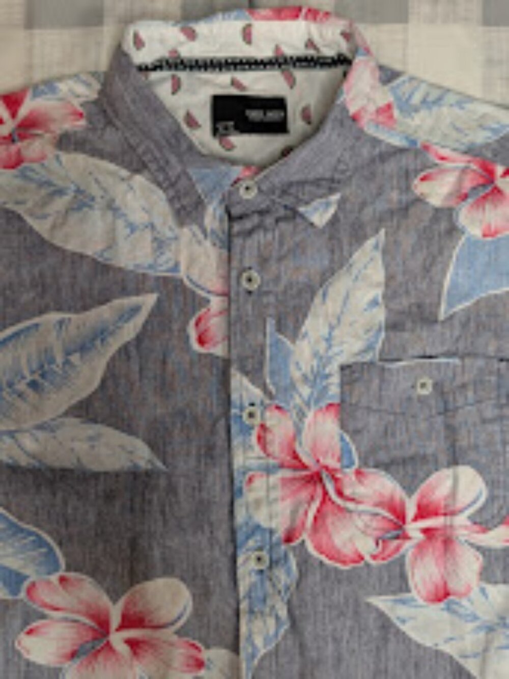 Casual Blue Floral Button-Down Shirt - Men